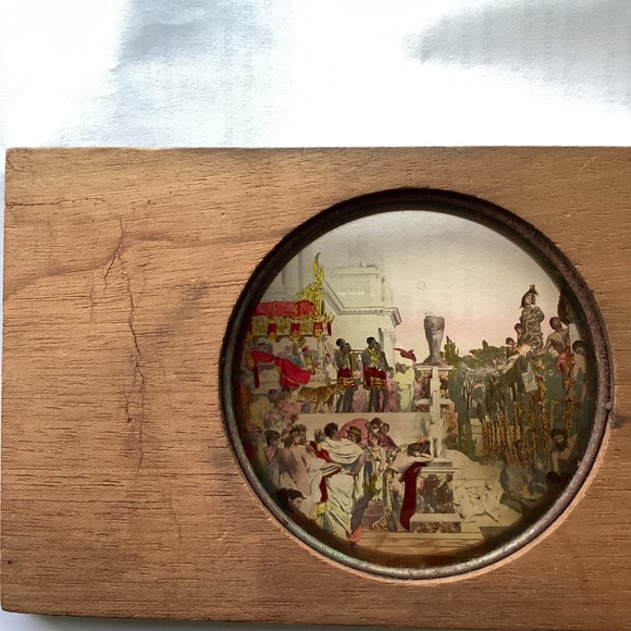 antique magic lantern slide Ancient Rome glass and wooden slide - Picture 3 of 8